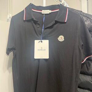 Moncler Black Polo with Red and White Accents